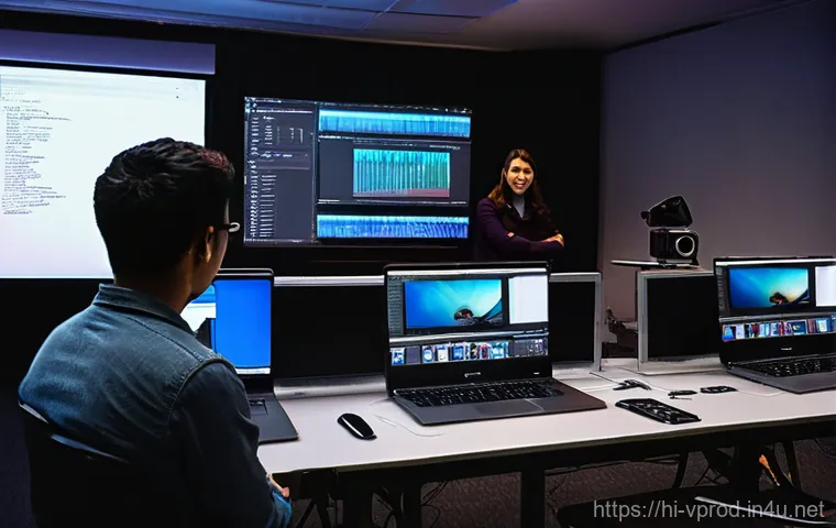 영상제작 관련 컨퍼런스와 이벤트 소개 - **Prompt: "A dynamic and inspiring scene at a futuristic 'Emerging Tech Conference 2025' for video c...