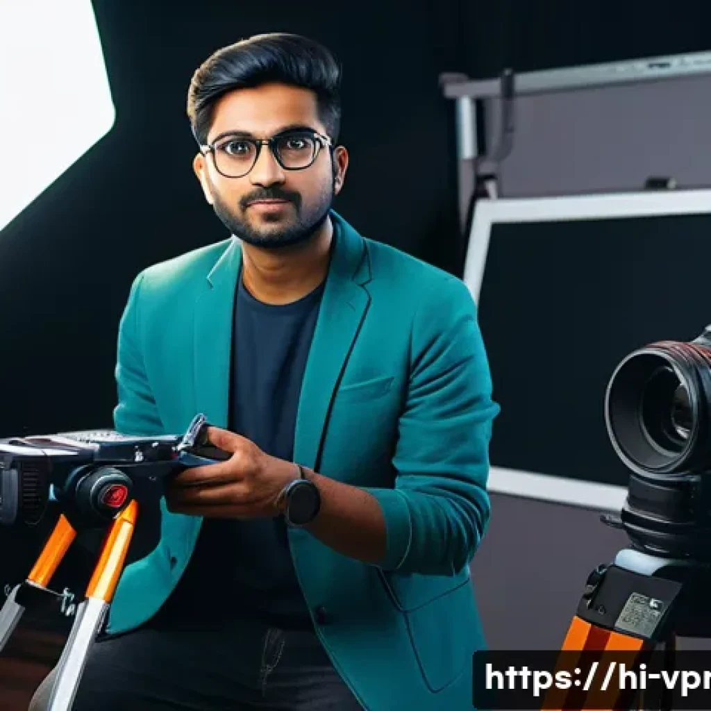 영상제작 실무 경험을 쌓는 방법 - A young Indian videographer experimenting with camera and lighting setups in a professional indoor s...