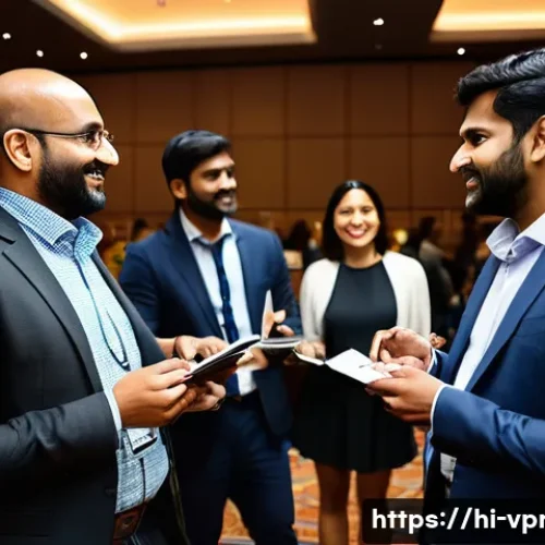 Home 33 영상제작 분야에서의 네트워킹 방법 - A professional networking event scene focused on video production, featuring diverse Indian professi...