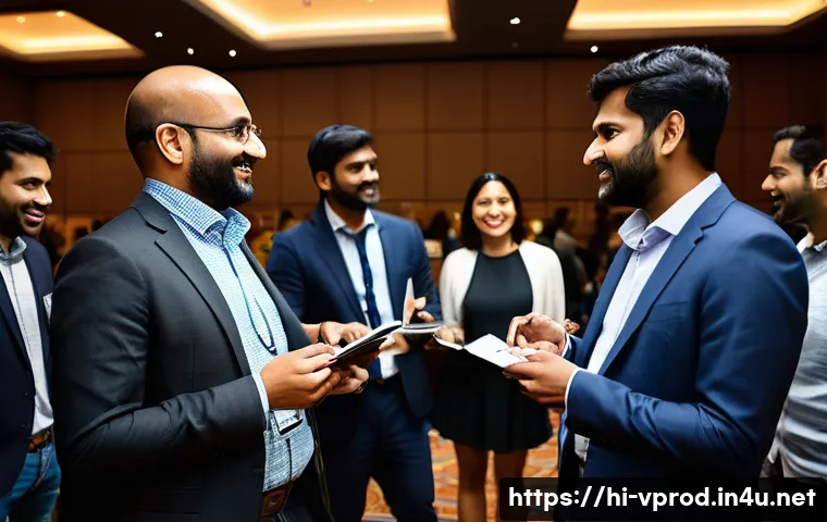 영상제작 분야에서의 네트워킹 방법 - A professional networking event scene focused on video production, featuring diverse Indian professi...