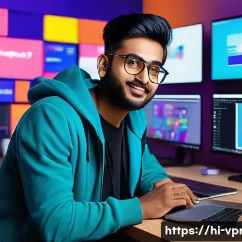 Home 32 영상제작 전문학교 졸업 후 진로 - A dynamic and vibrant digital media studio setup featuring a young Indian social media content creat...