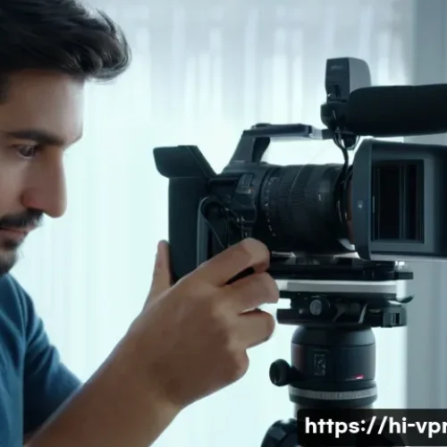 Home 31 영상제작 실습에서 배워야 할 핵심 기술 - A professional videographer adjusting a DSLR camera in manual mode, focusing intently on the setting...